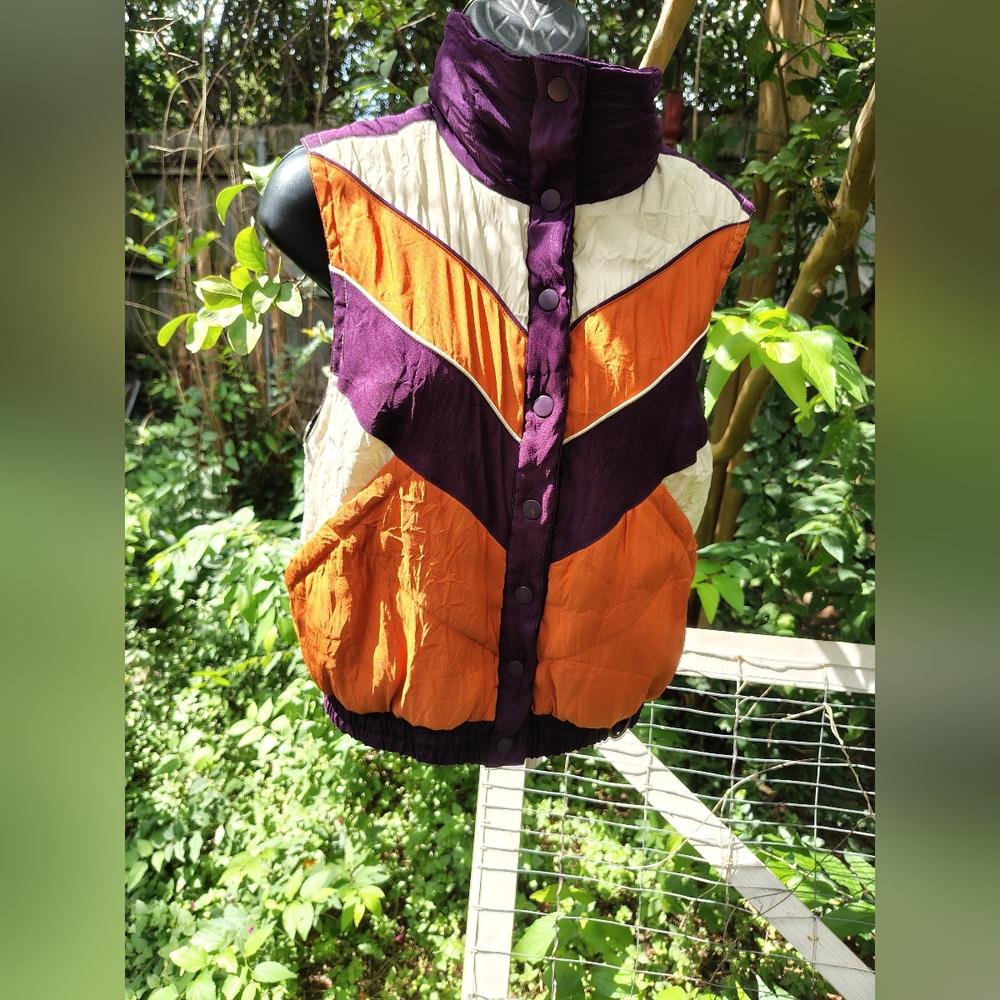 Anna Sui Purple, Orange, and Cream Vest